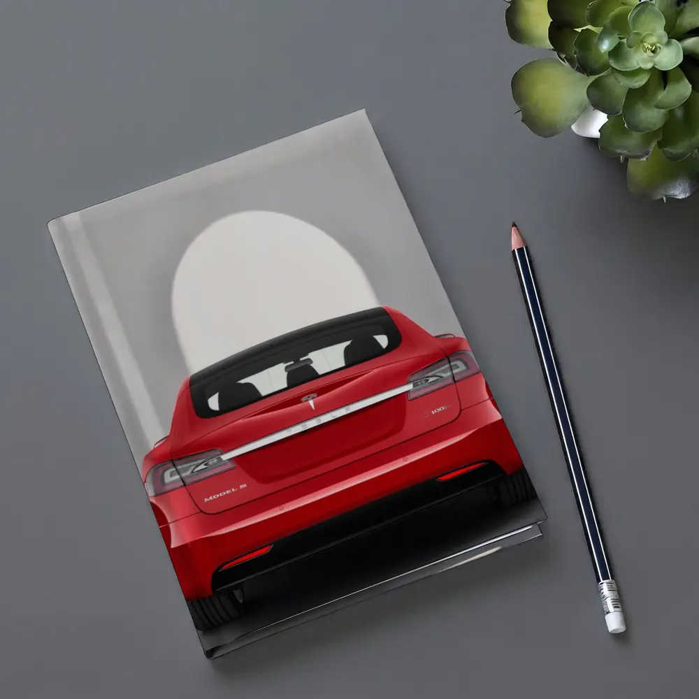 Red Tesla Model S Rear Studio View – Notebooks