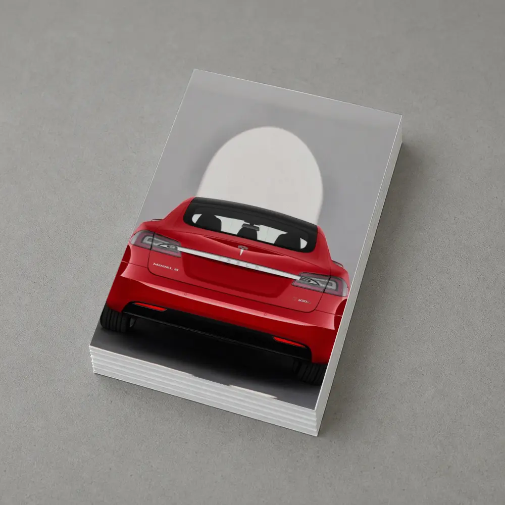 Red Tesla Model S Rear Studio View – Postcards