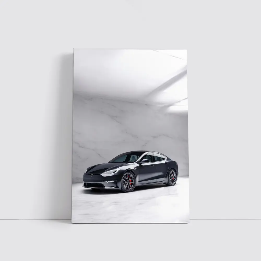 Tesla Model S Dark Gray Marble Studio – Wall Art