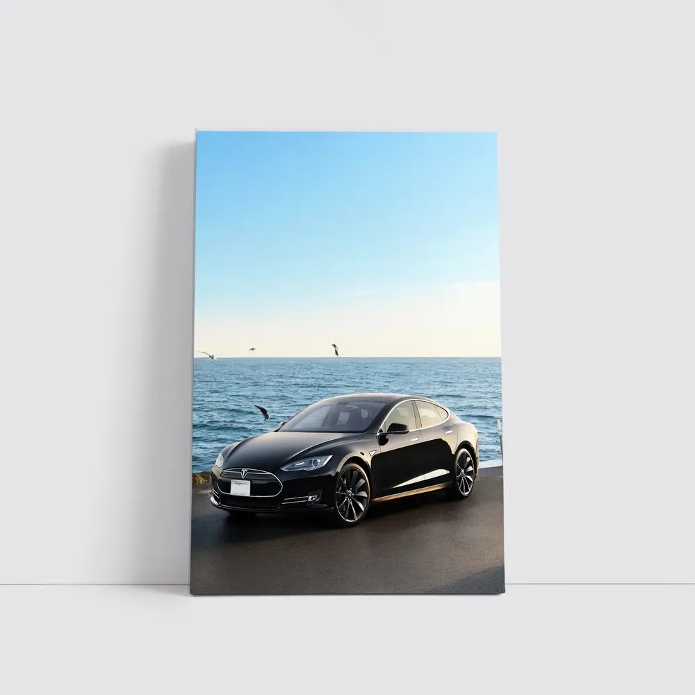 Tesla Model S Black Coastal Ocean View – Wall Art