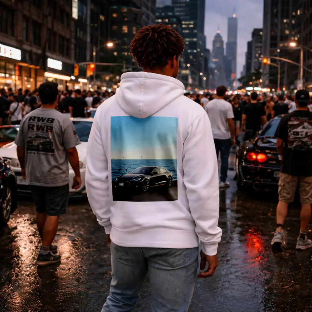 Tesla Model S Black Coastal Ocean View – Hoodies