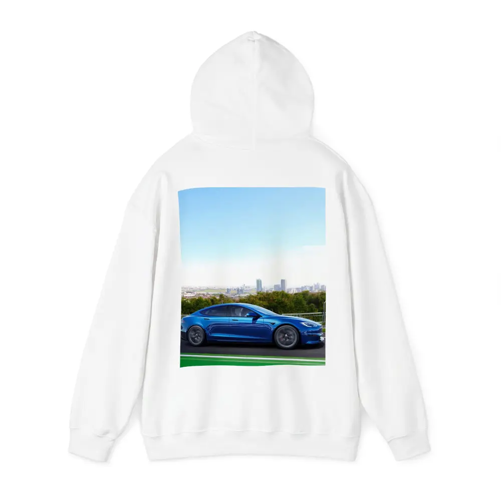 Tesla Model S Blue City Skyline Drive – Hoodies