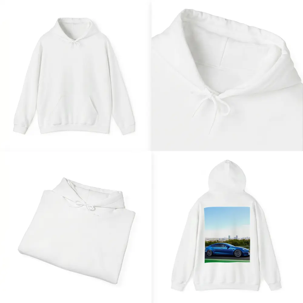 Tesla Model S Blue City Skyline Drive – Hoodies