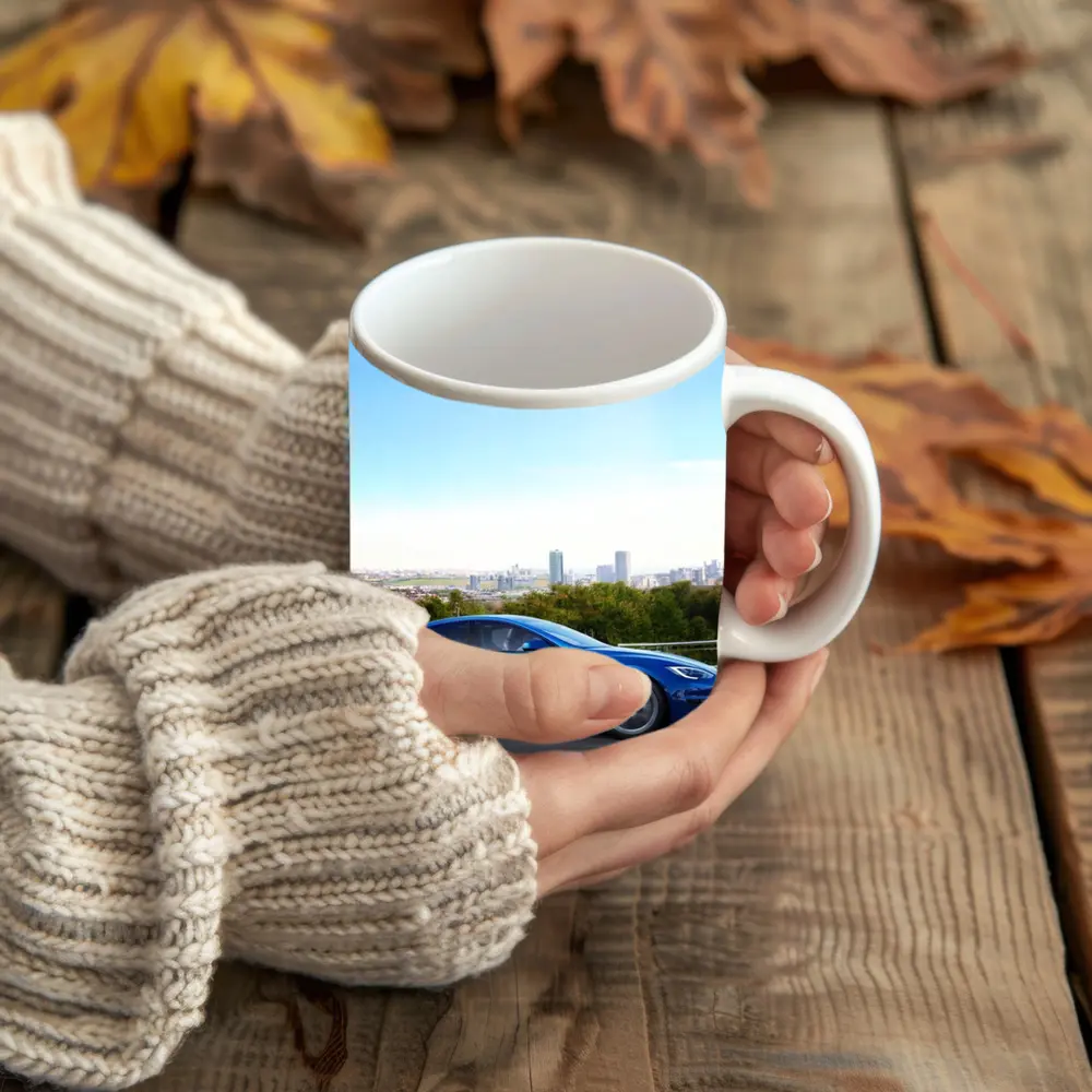 Tesla Model S Blue City Skyline Drive – Mugs