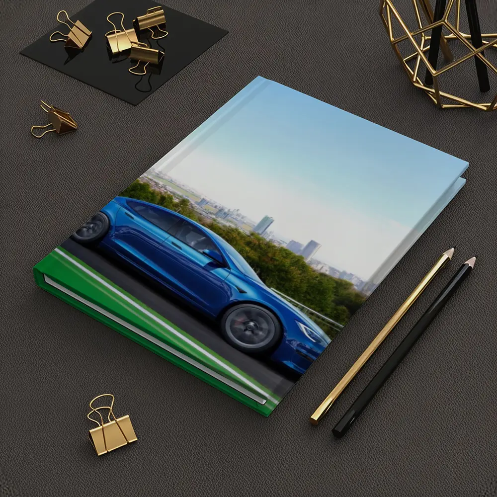Tesla Model S Blue City Skyline Drive – Notebooks