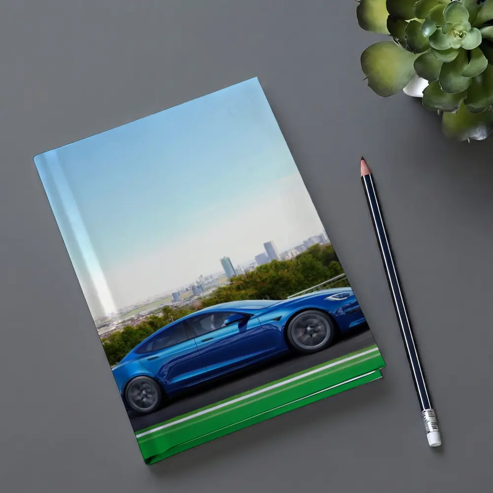 Tesla Model S Blue City Skyline Drive – Notebooks