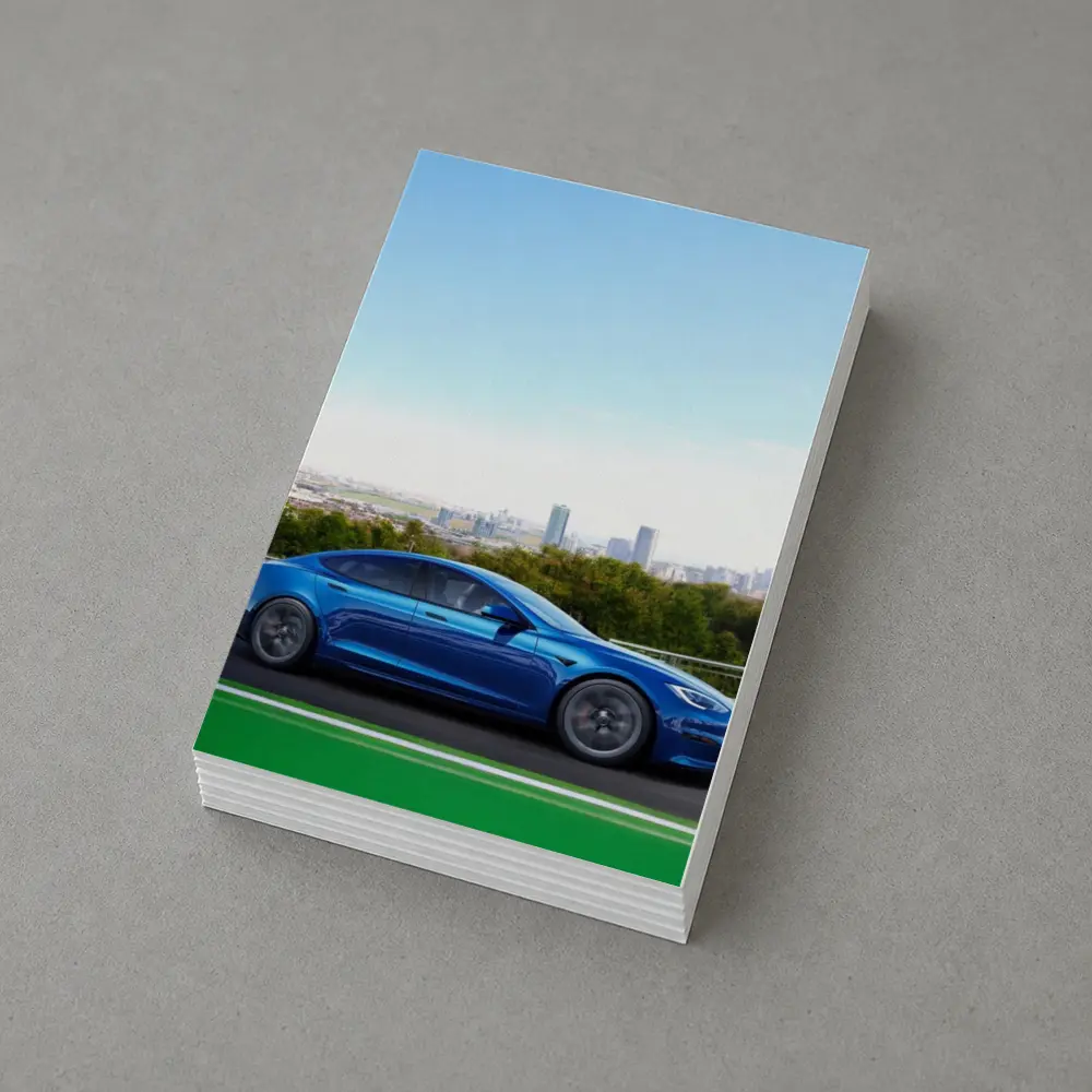 Tesla Model S Blue City Skyline Drive – Postcards