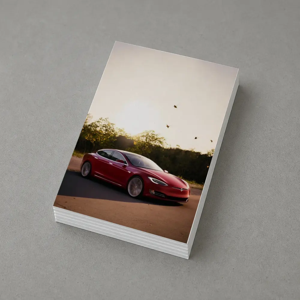 Tesla Model S Red Car Sunset Trees – Postcards