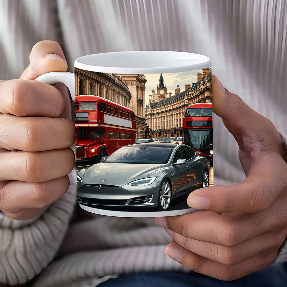 Tesla Model S London Double Decker Buses – Mugs