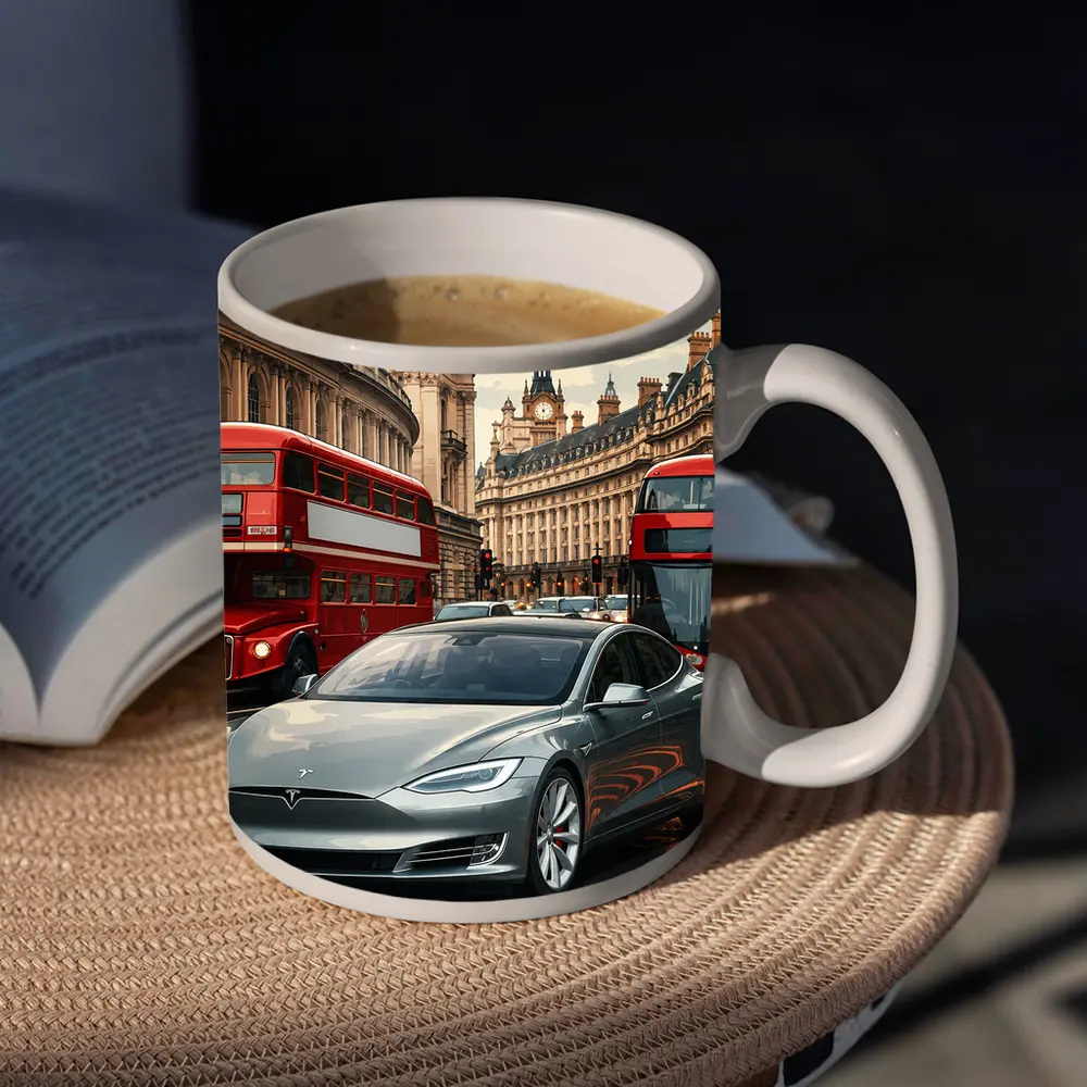 Tesla Model S London Double Decker Buses – Mugs