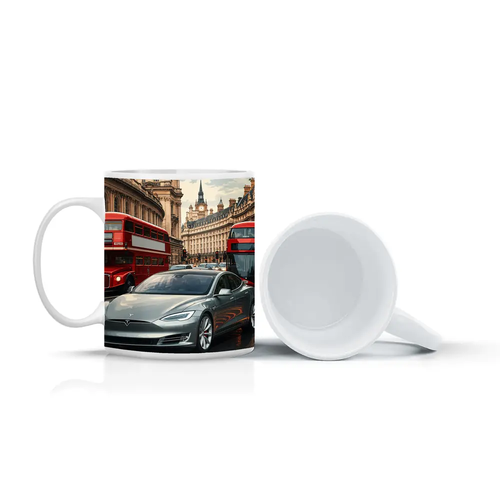 Tesla Model S London Double Decker Buses – Mugs