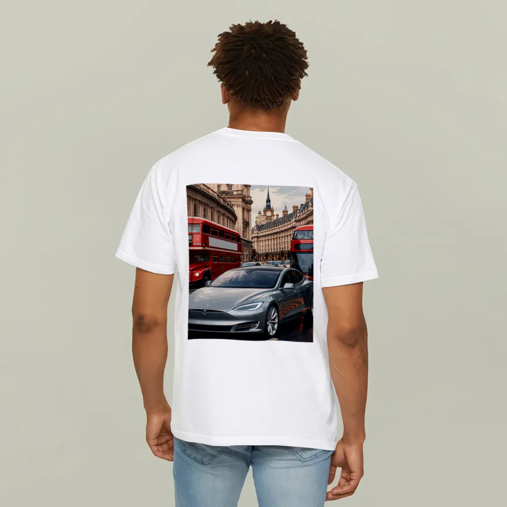 Tesla Model S London Double Decker Buses – T-Shirts