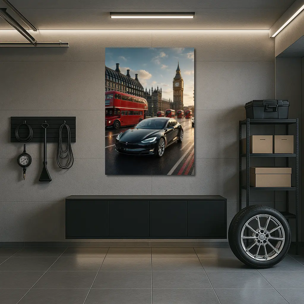Tesla Model S Westminster Bridge London – Wall Art