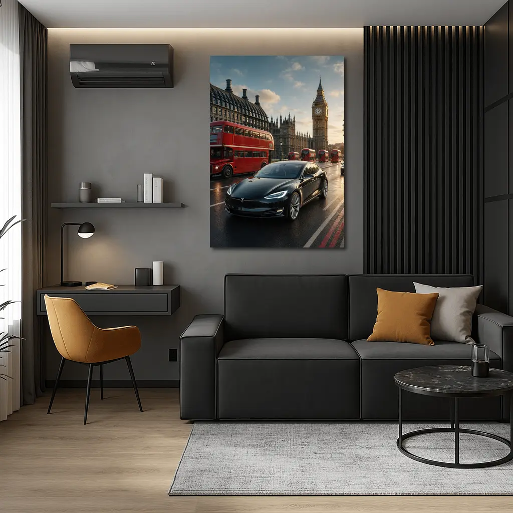 Tesla Model S Westminster Bridge London – Wall Art