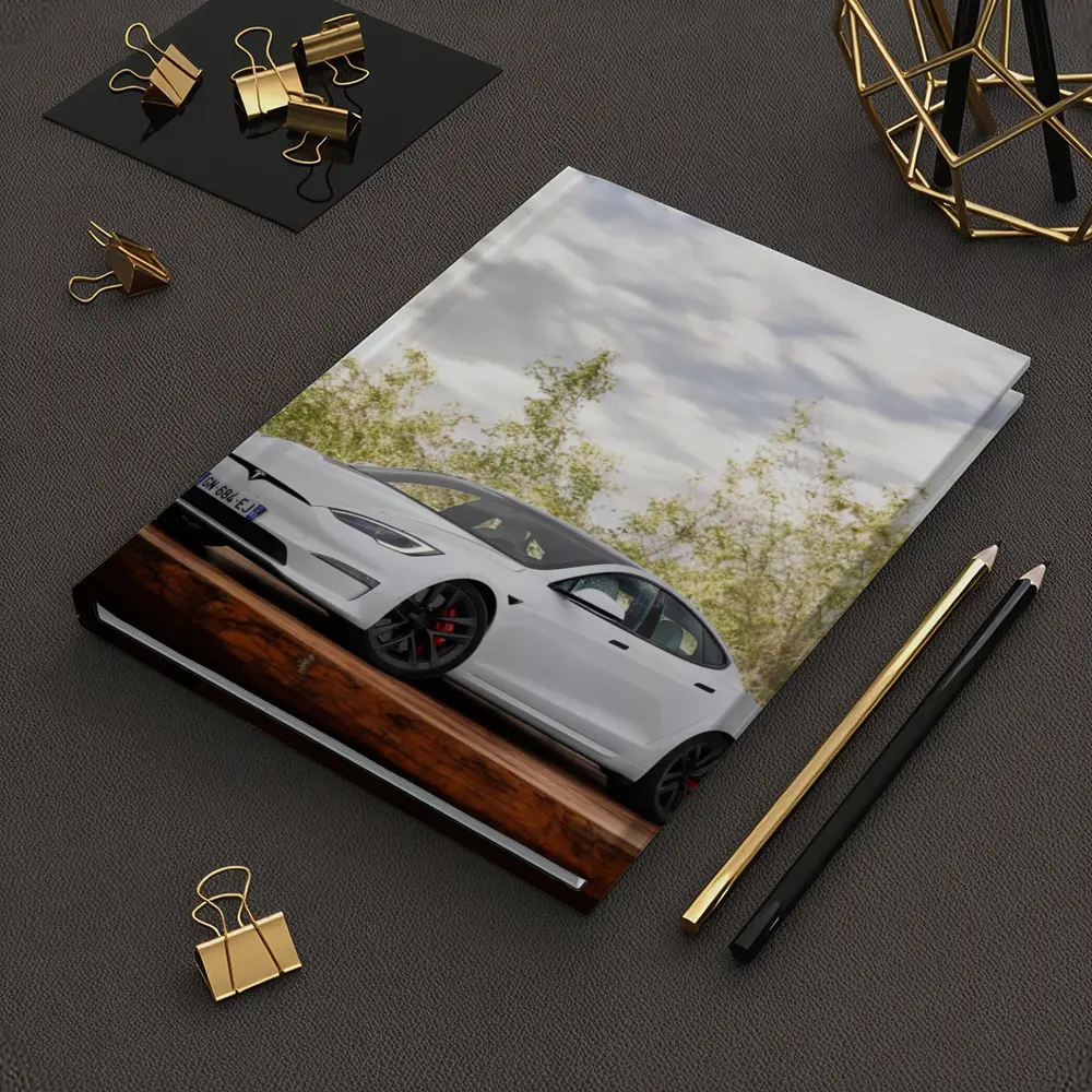 Tesla Model S White Car Outdoor Setting – Notebooks