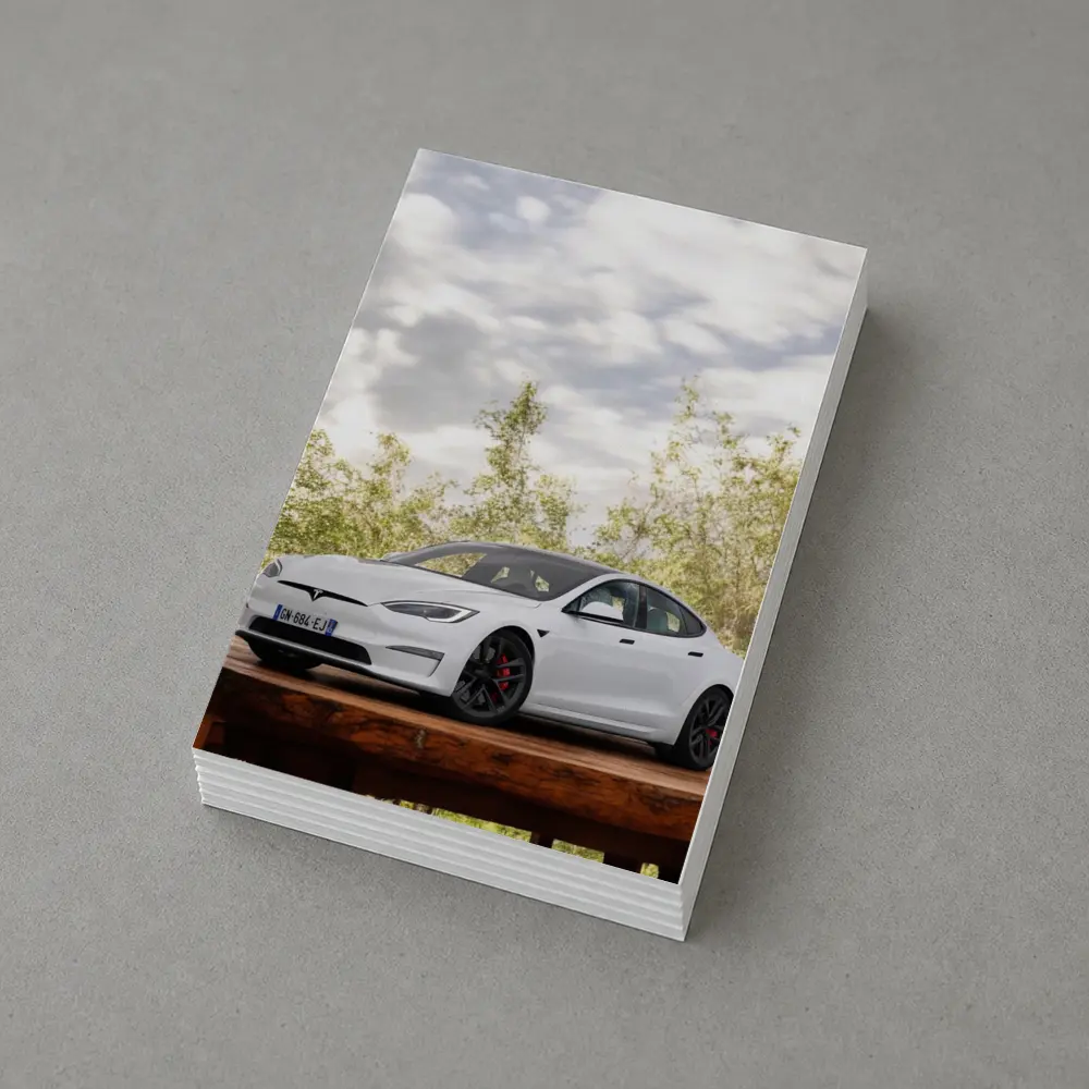Tesla Model S White Car Outdoor Setting – Postcards