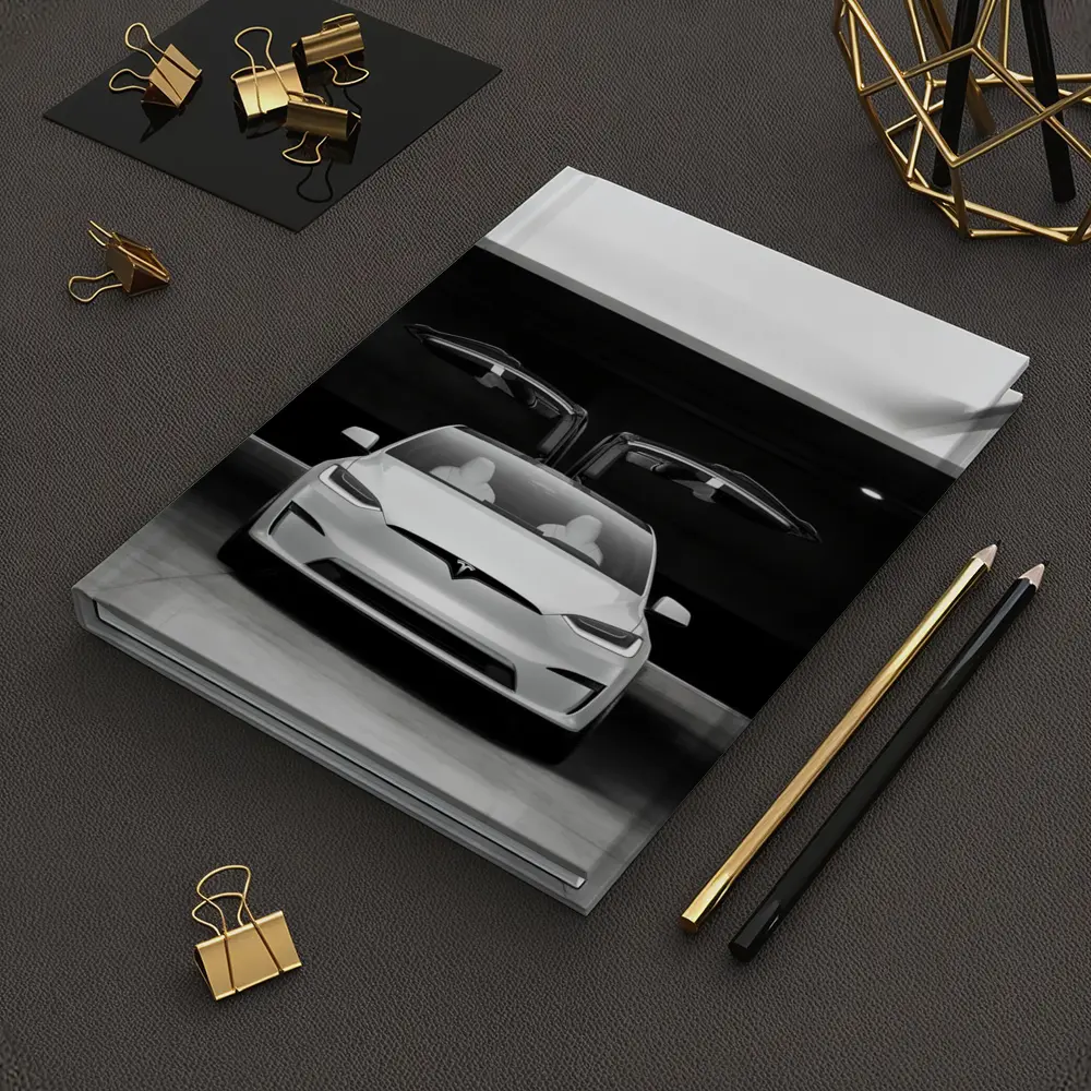 Tesla Model X Falcon Wings Garage Black White – Notebooks