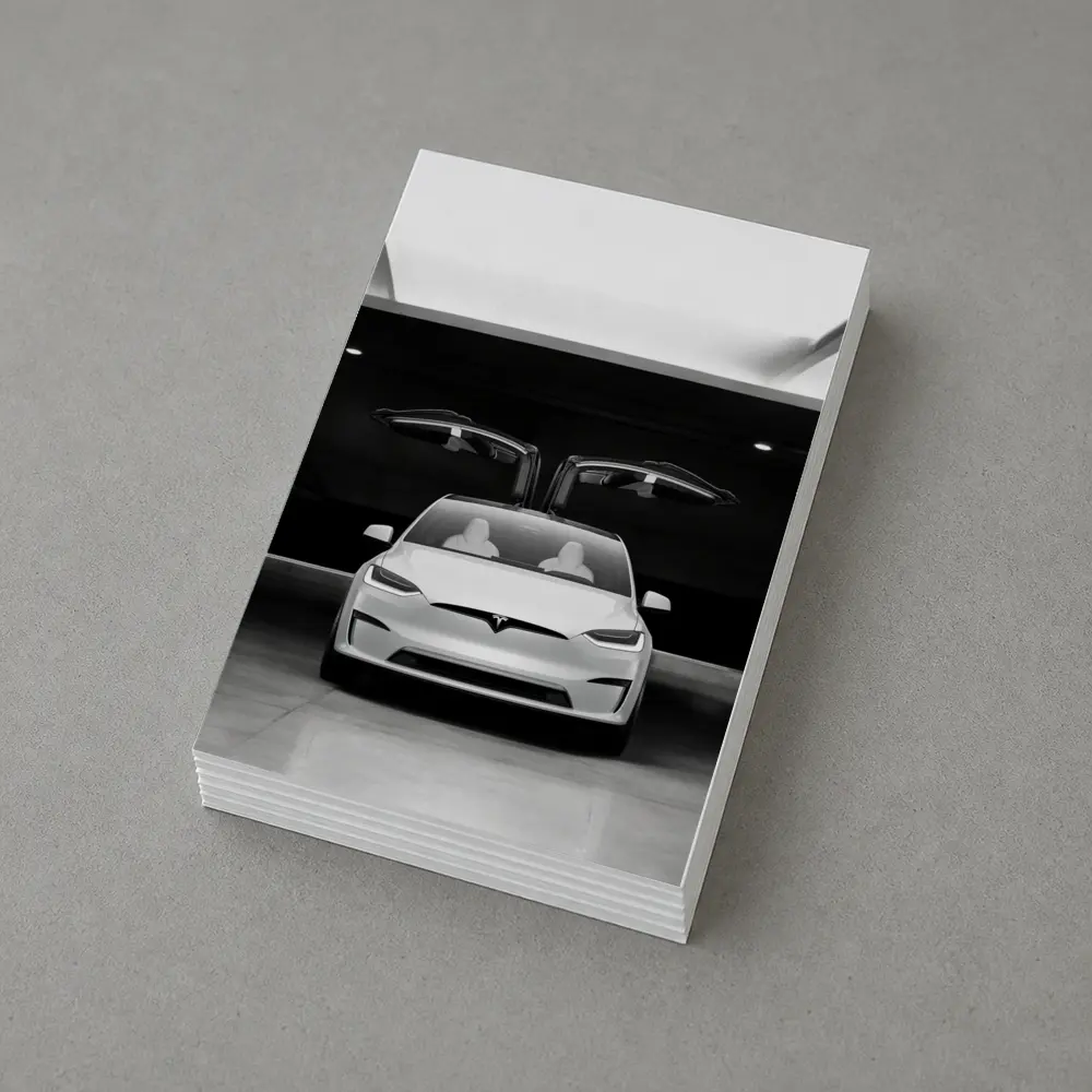 Tesla Model X Falcon Wings Garage Black White – Postcards