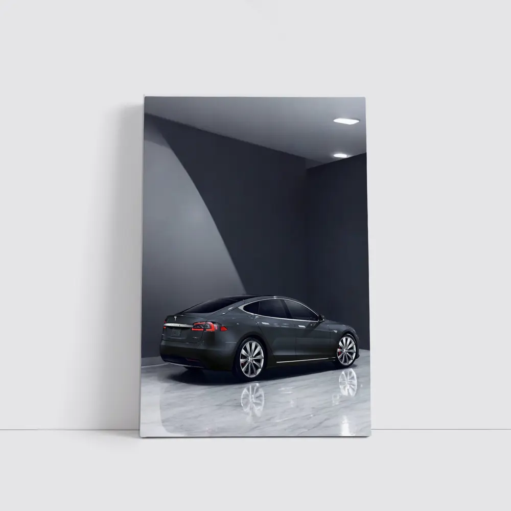 Tesla Model S Dark Gray Studio Shot – Wall Art