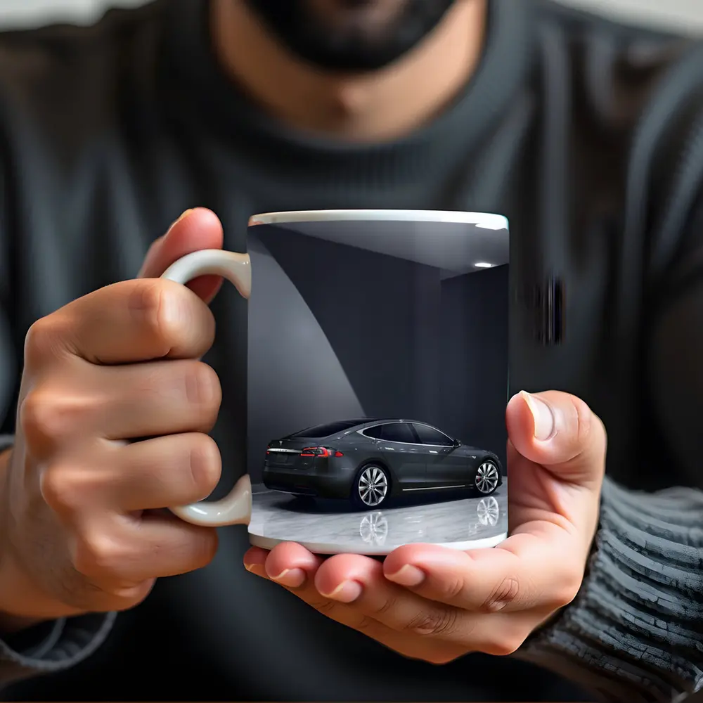 Tesla Model S Dark Gray Studio Shot – Mugs