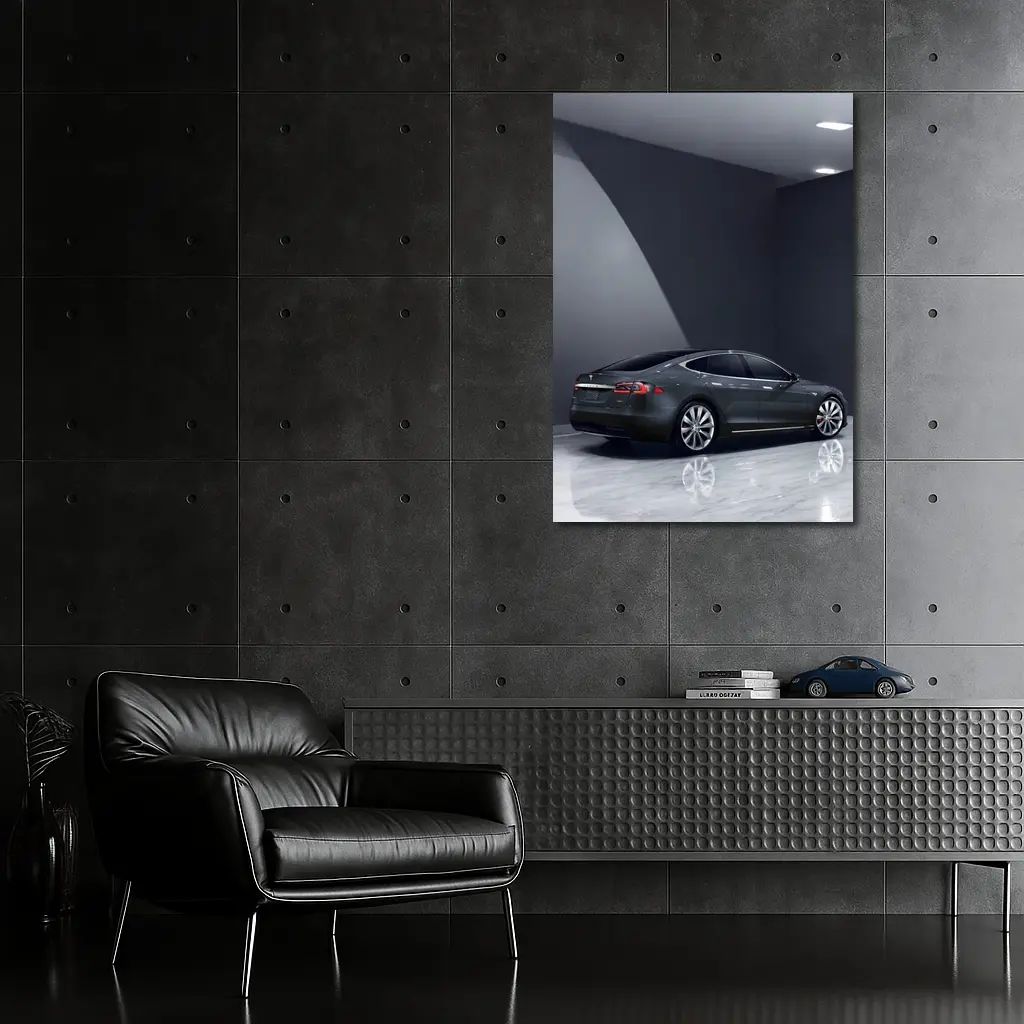 Tesla Model S Dark Gray Studio Shot – Wall Art