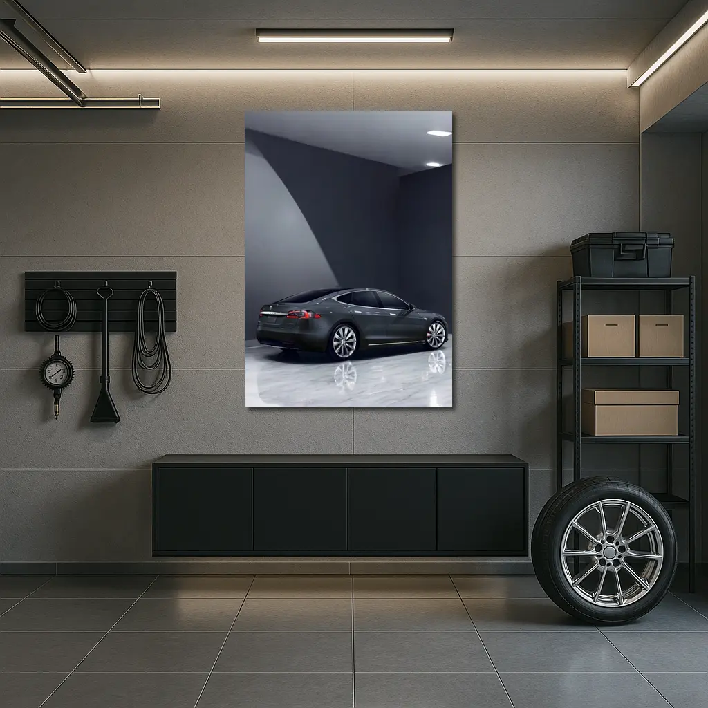 Tesla Model S Dark Gray Studio Shot – Wall Art