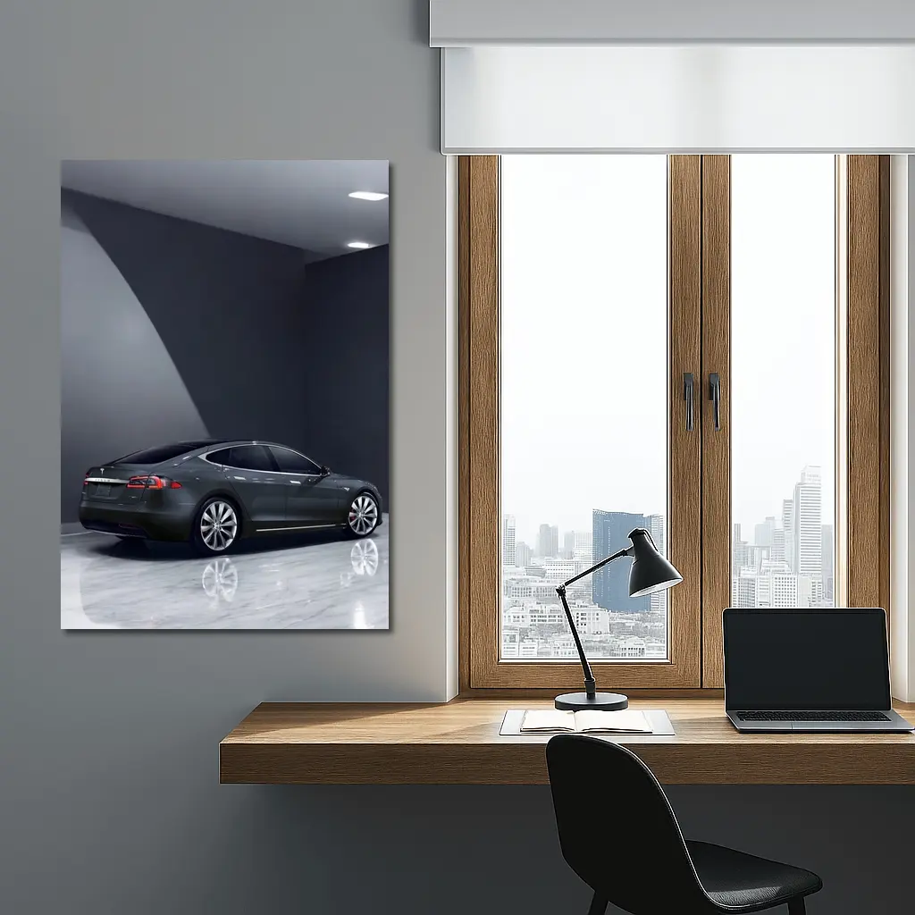 Tesla Model S Dark Gray Studio Shot – Wall Art