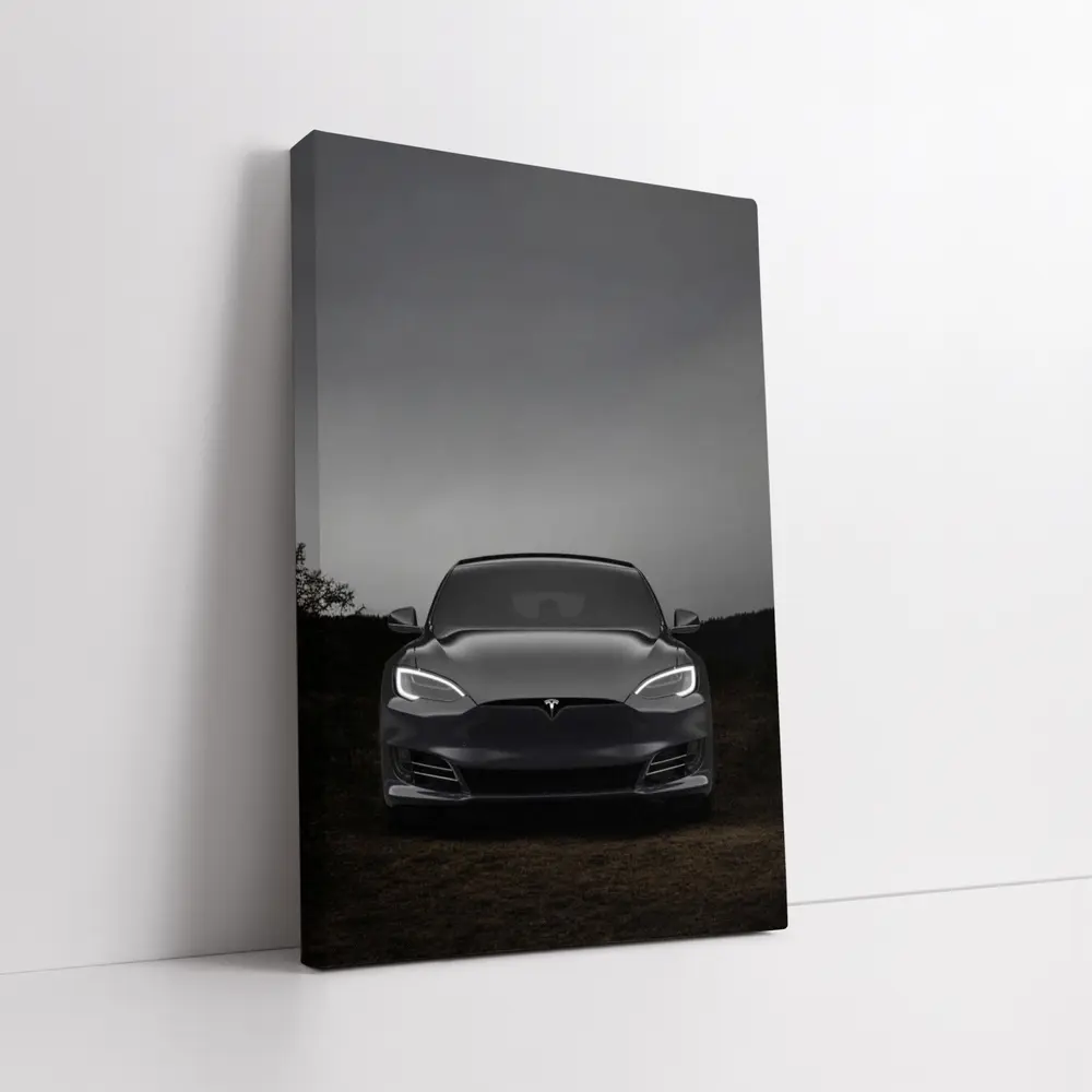 Tesla Model S Dark Moody Night Sky – Wall Art