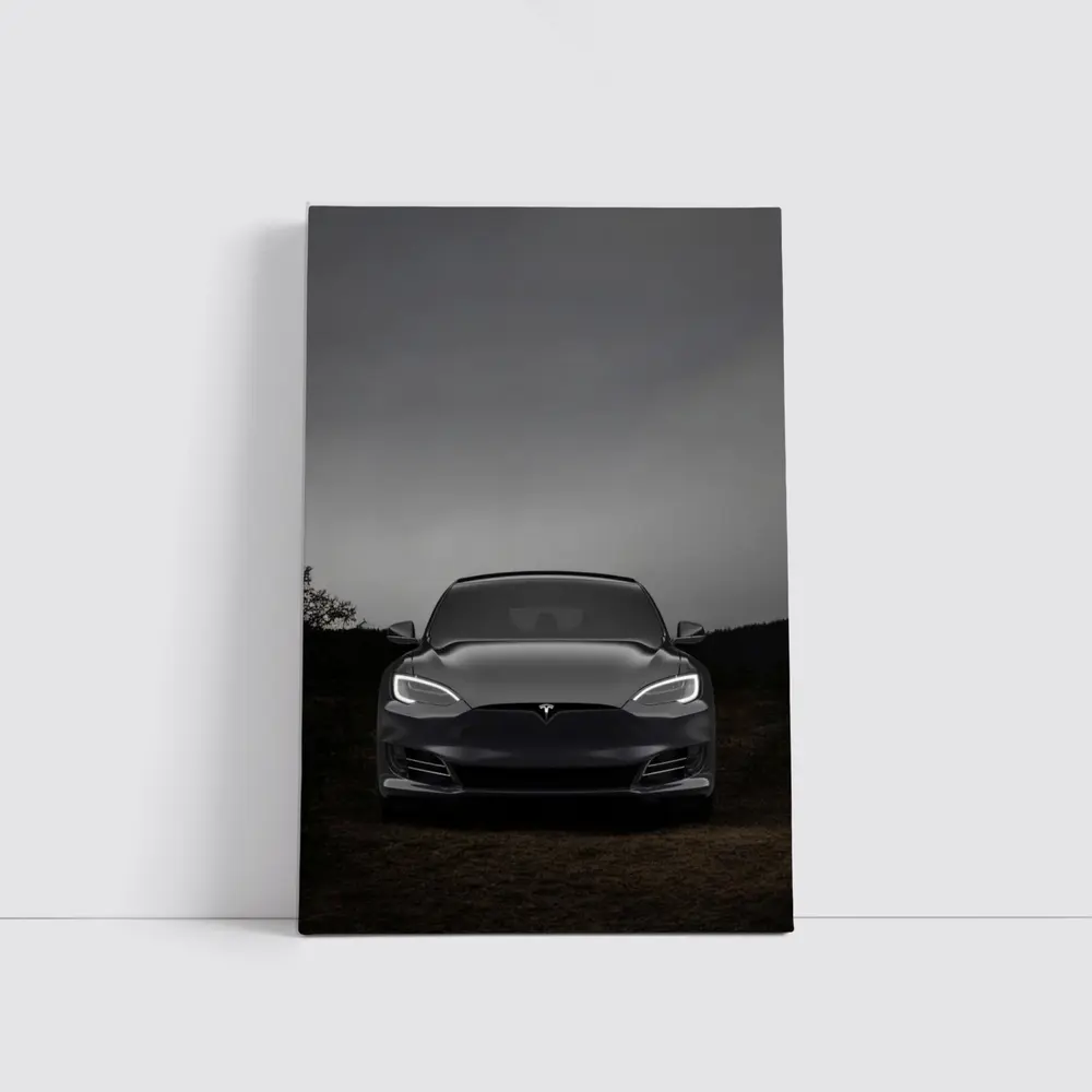 Tesla Model S Dark Moody Night Sky – Wall Art