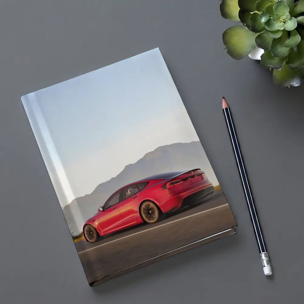 Red Tesla Model S Mountain Road Drive – Notebooks