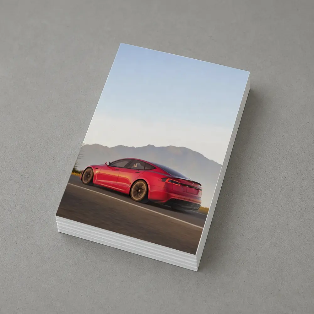 Red Tesla Model S Mountain Road Drive – Postcards