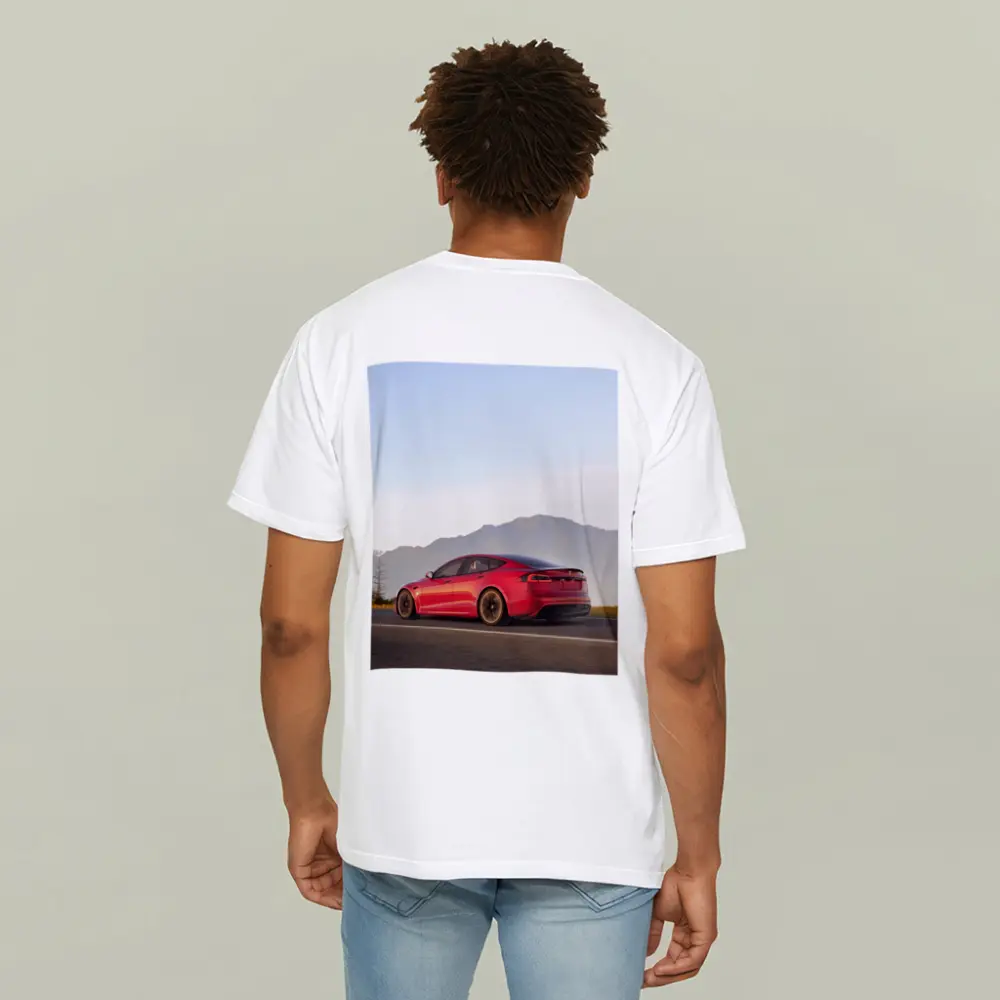Red Tesla Model S Mountain Road Drive – T-Shirts
