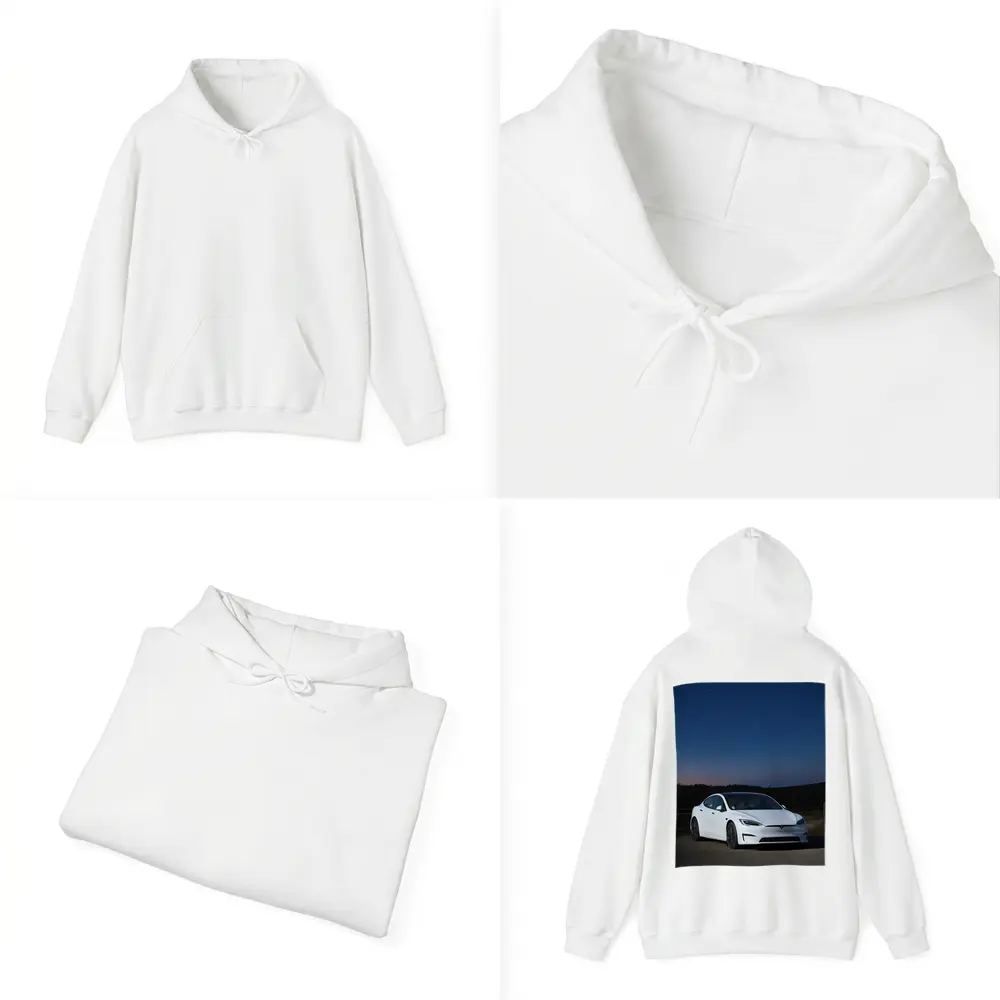 Tesla Model S White Under Night Sky – Hoodies