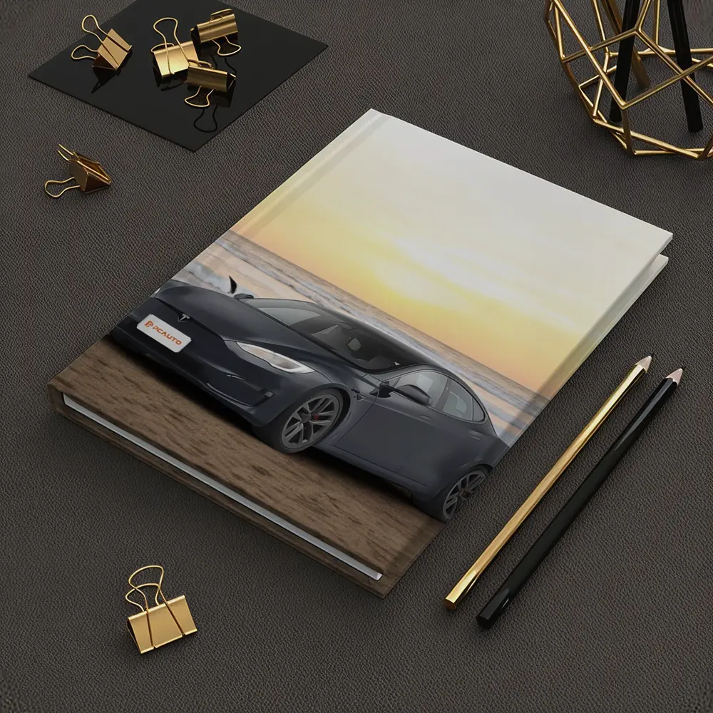 Tesla Model S Dark Gray Beach Sunset – Notebooks