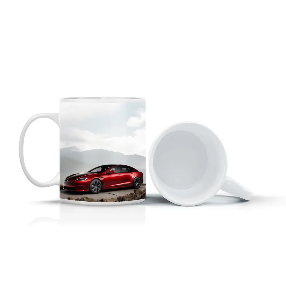 Tesla Model S Red Mountain Road Scene – Mugs