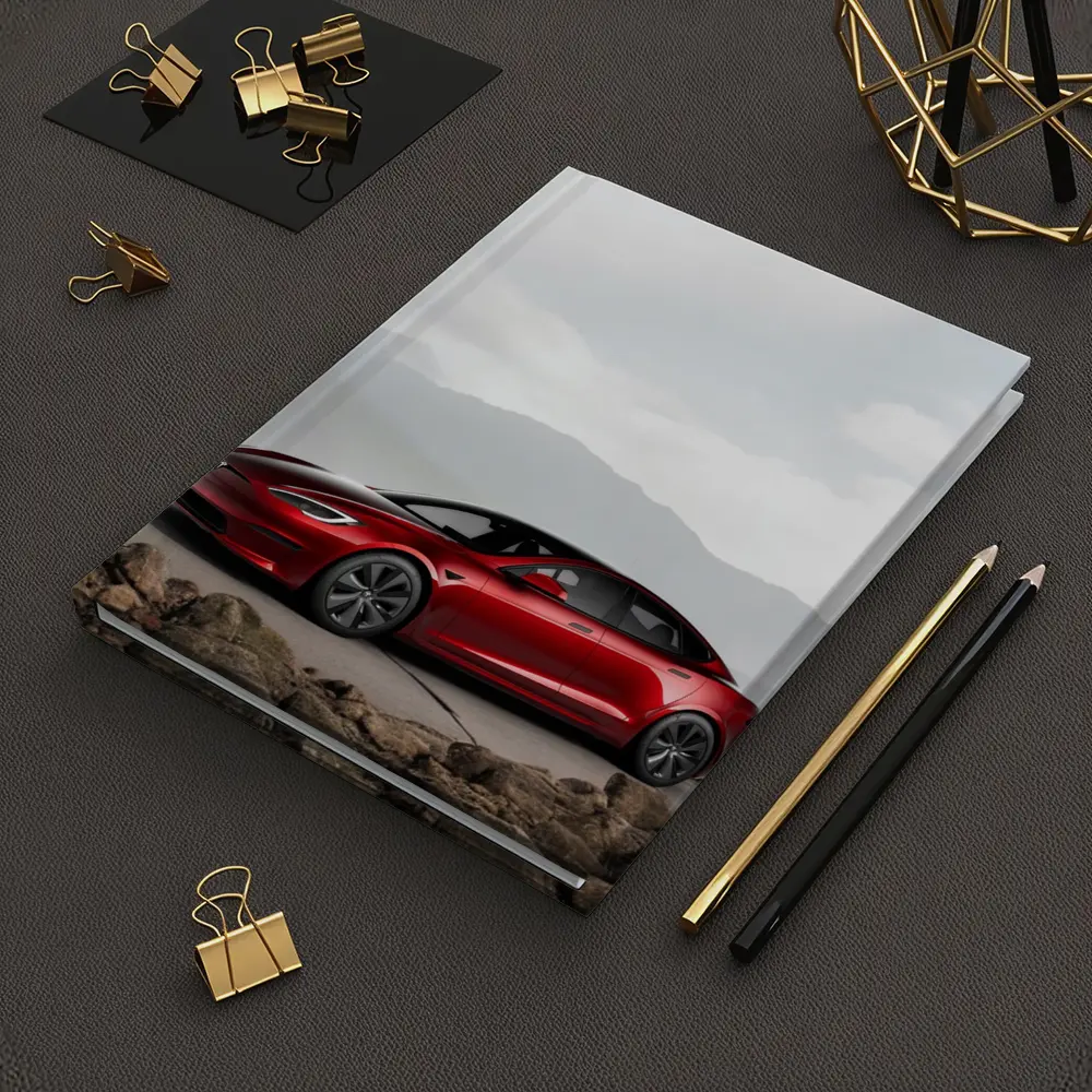 Tesla Model S Red Mountain Road Scene – Notebooks