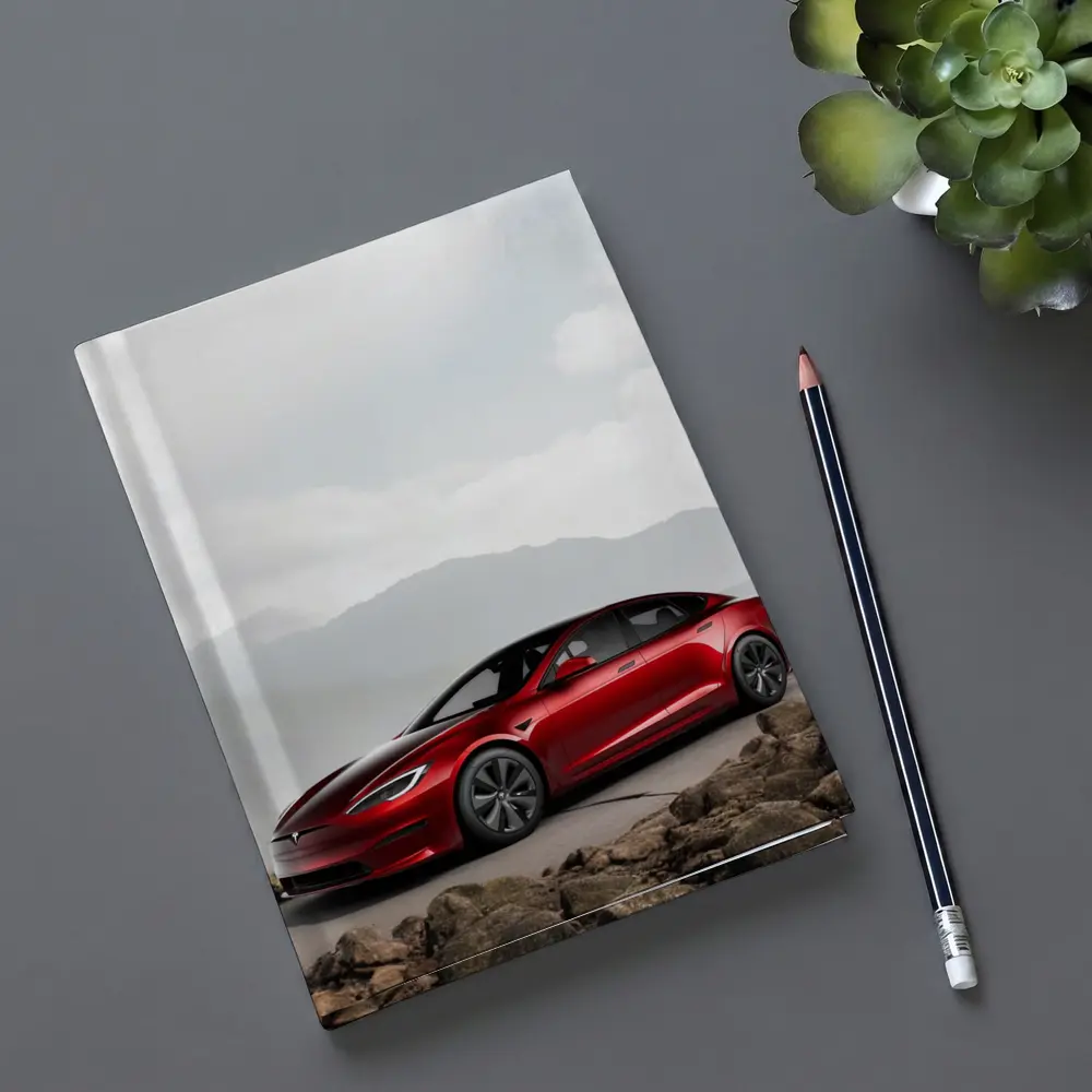 Tesla Model S Red Mountain Road Scene – Notebooks