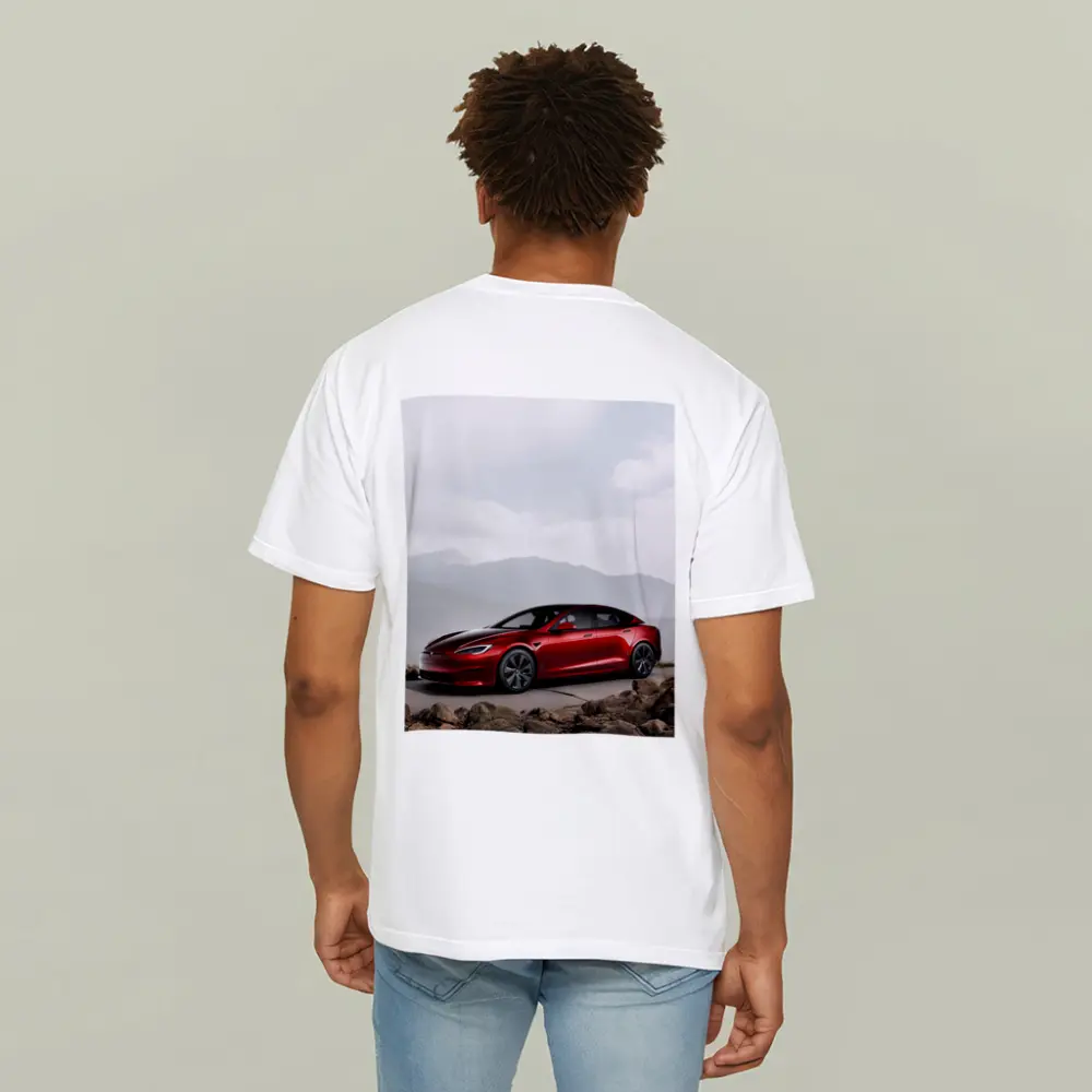 Tesla Model S Red Mountain Road Scene – T-Shirts