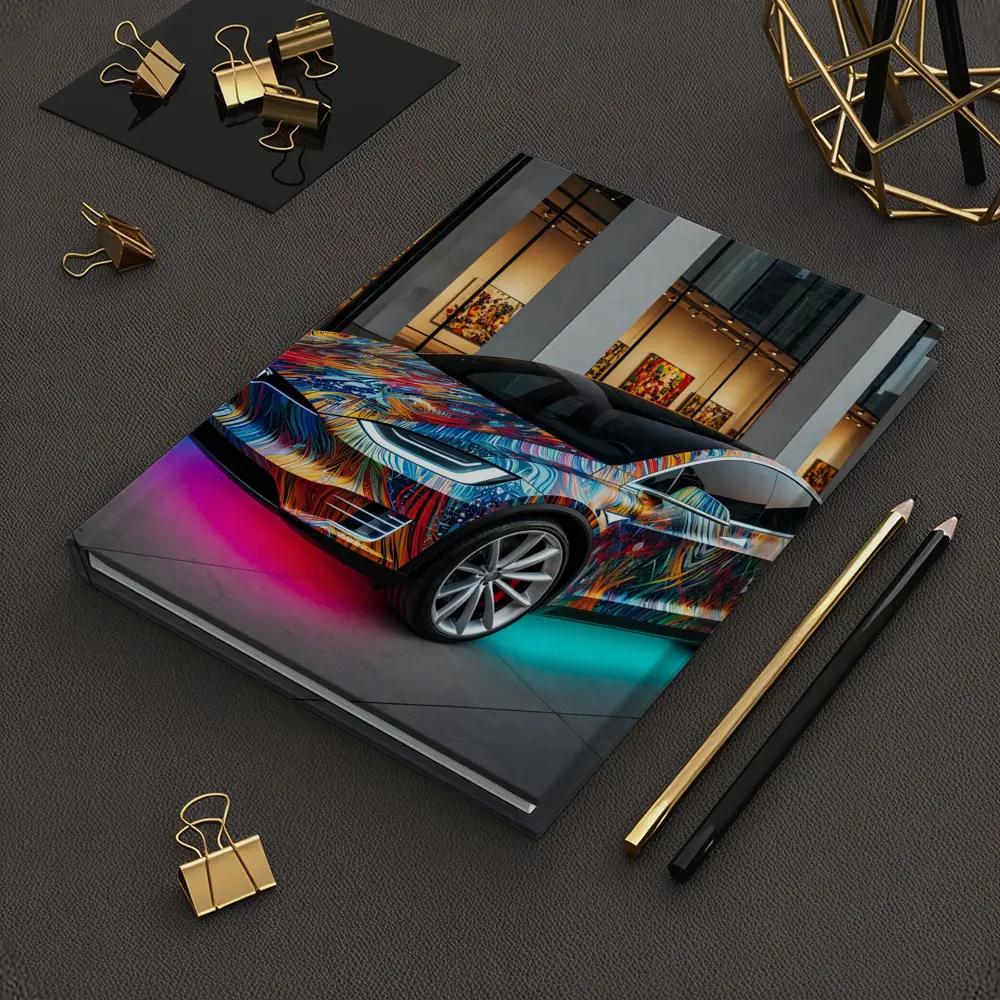 Tesla Model X Colorful Art Gallery Setting – Notebooks