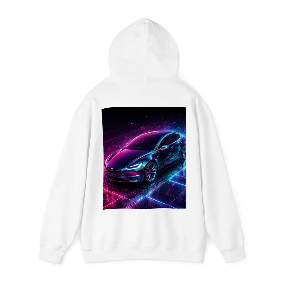 Tesla Model S Neon Cyberpunk Digital Art – Hoodies