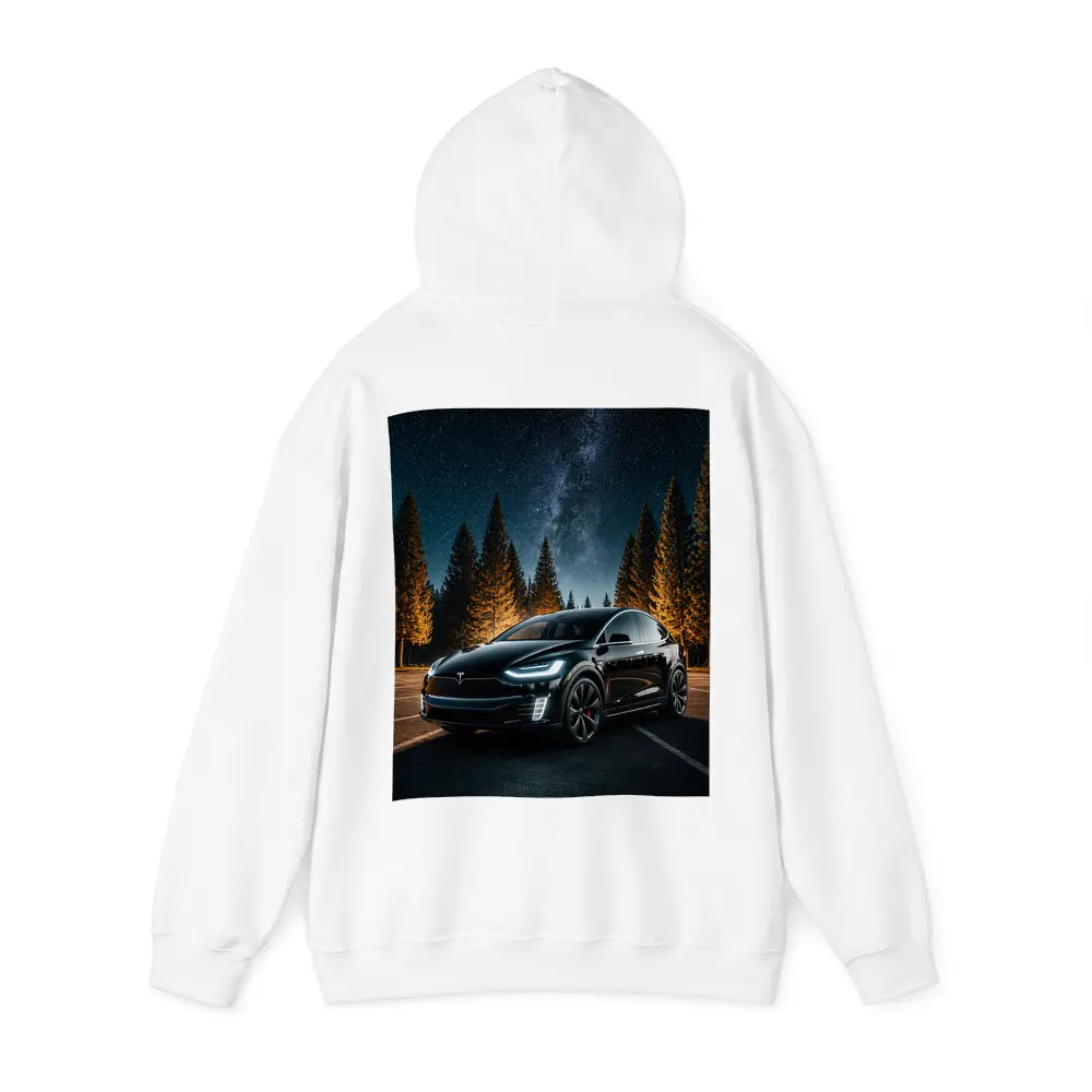 Tesla Model X Black Under Starry Night – Hoodies