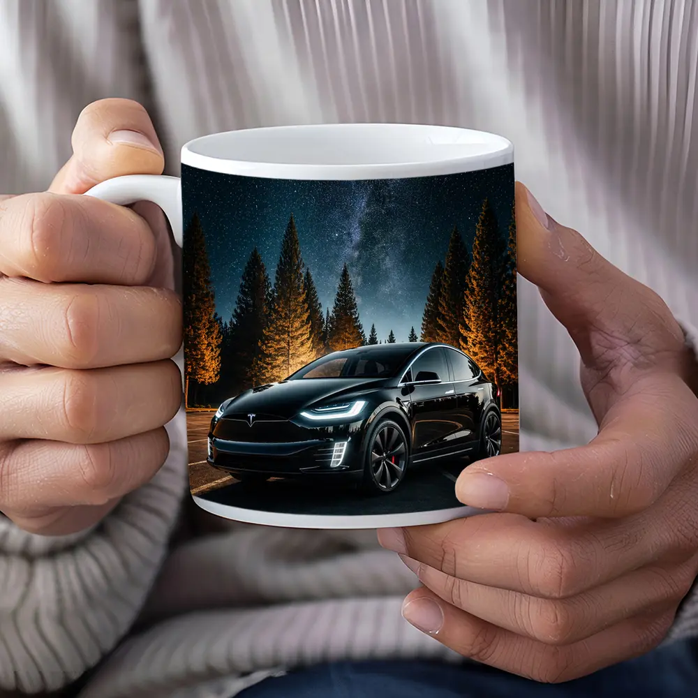 Tesla Model X Black Under Starry Night – Mugs