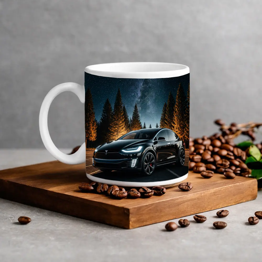 Tesla Model X Black Under Starry Night – Mugs