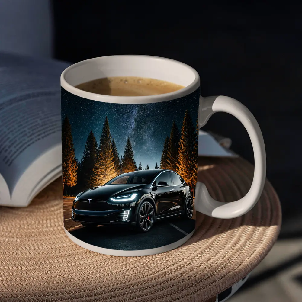 Tesla Model X Black Under Starry Night – Mugs
