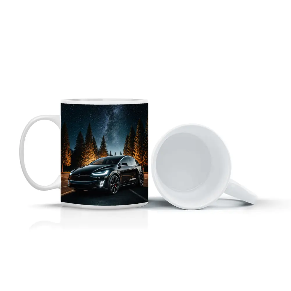 Tesla Model X Black Under Starry Night – Mugs