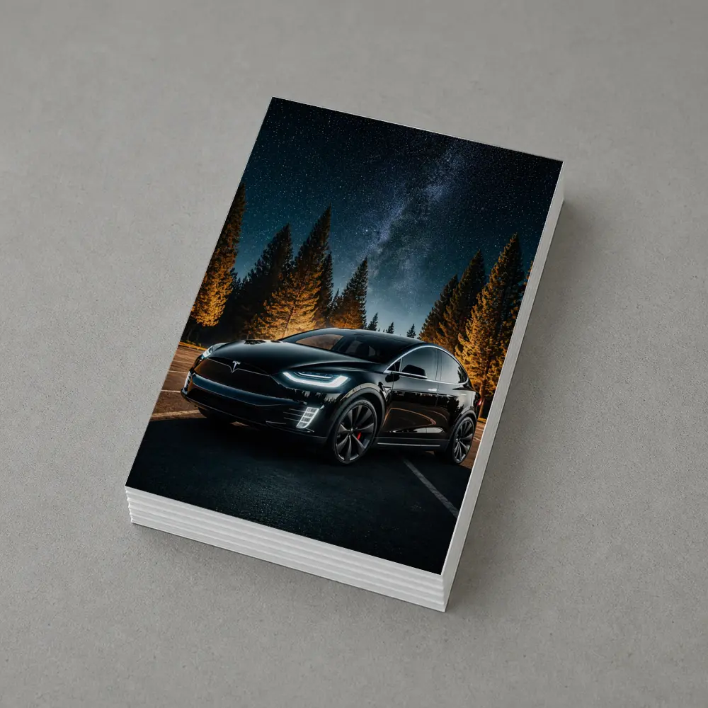 Tesla Model X Black Under Starry Night – Postcards