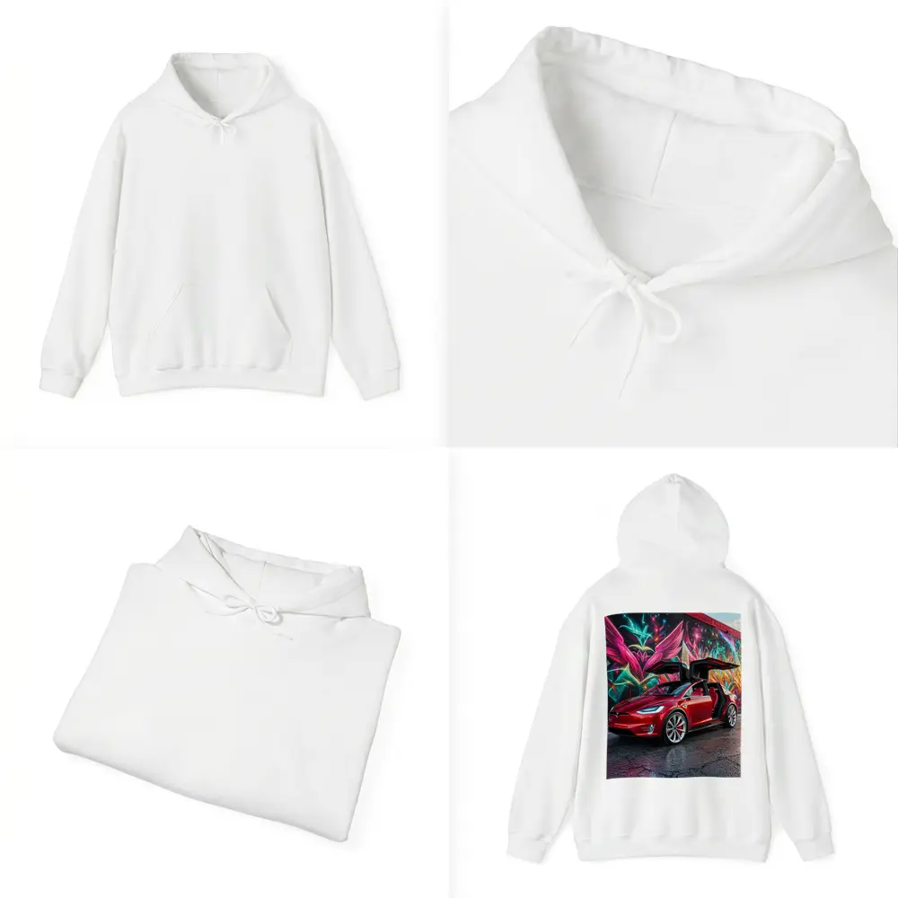 Tesla Model X Red Falcon Wings Graffiti Wall – Hoodies