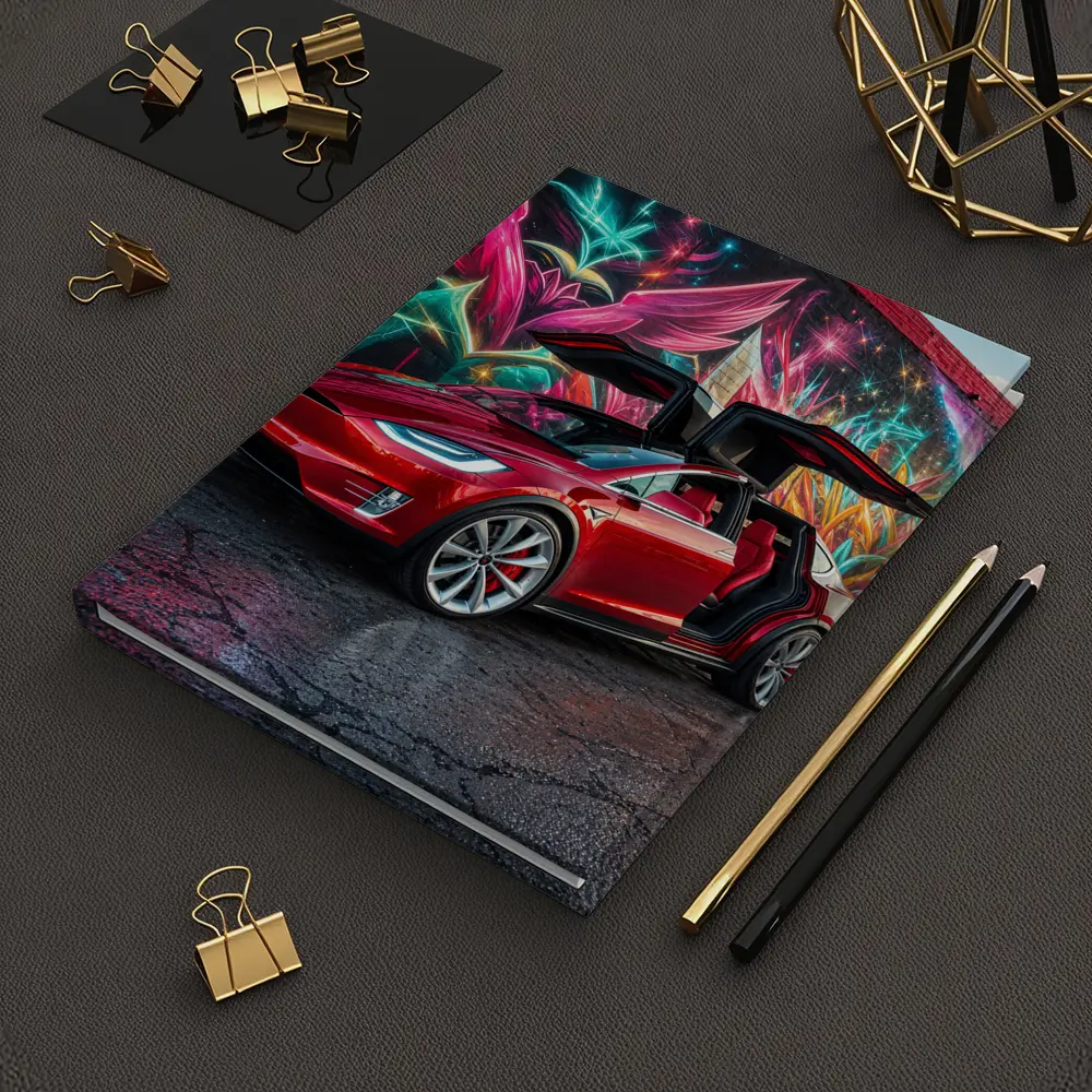 Tesla Model X Red Falcon Wings Graffiti Wall – Notebooks