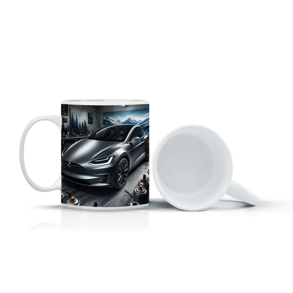 Tesla Model X Silver Car Art Studio – Mugs