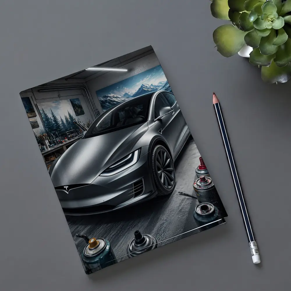 Tesla Model X Silver Car Art Studio – Notebooks